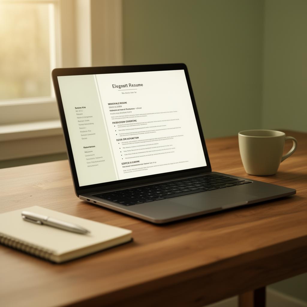 A laptop softly glowing with an AI-generated resume