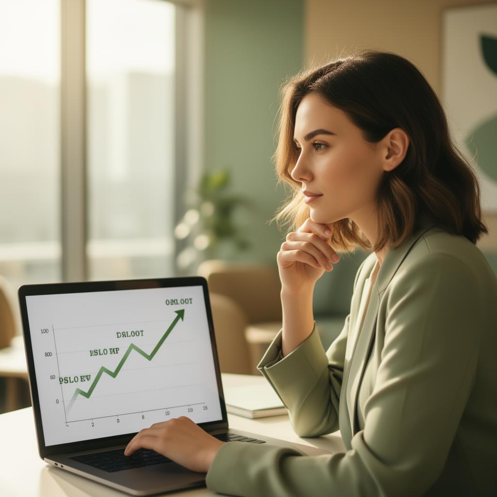 A serene illustration of a rising career-timeline graph