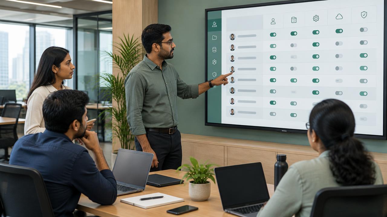 Organization administrators reviewing a feature access matrix
