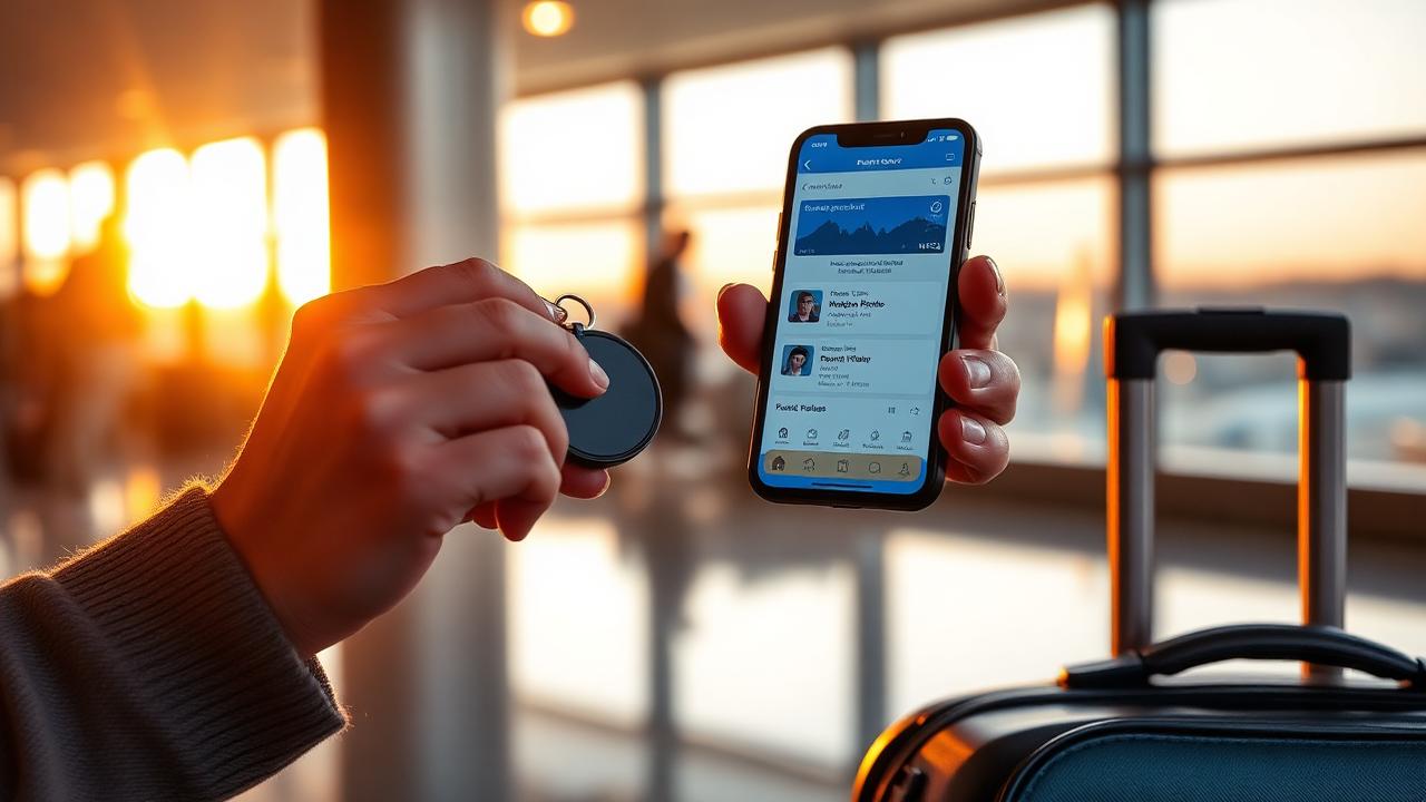 Traveller at an airport tapping a CigyID with a digital wallet on their phone